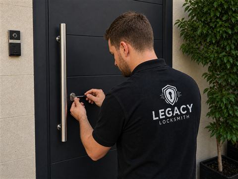 Locksmith helping with a house lockout